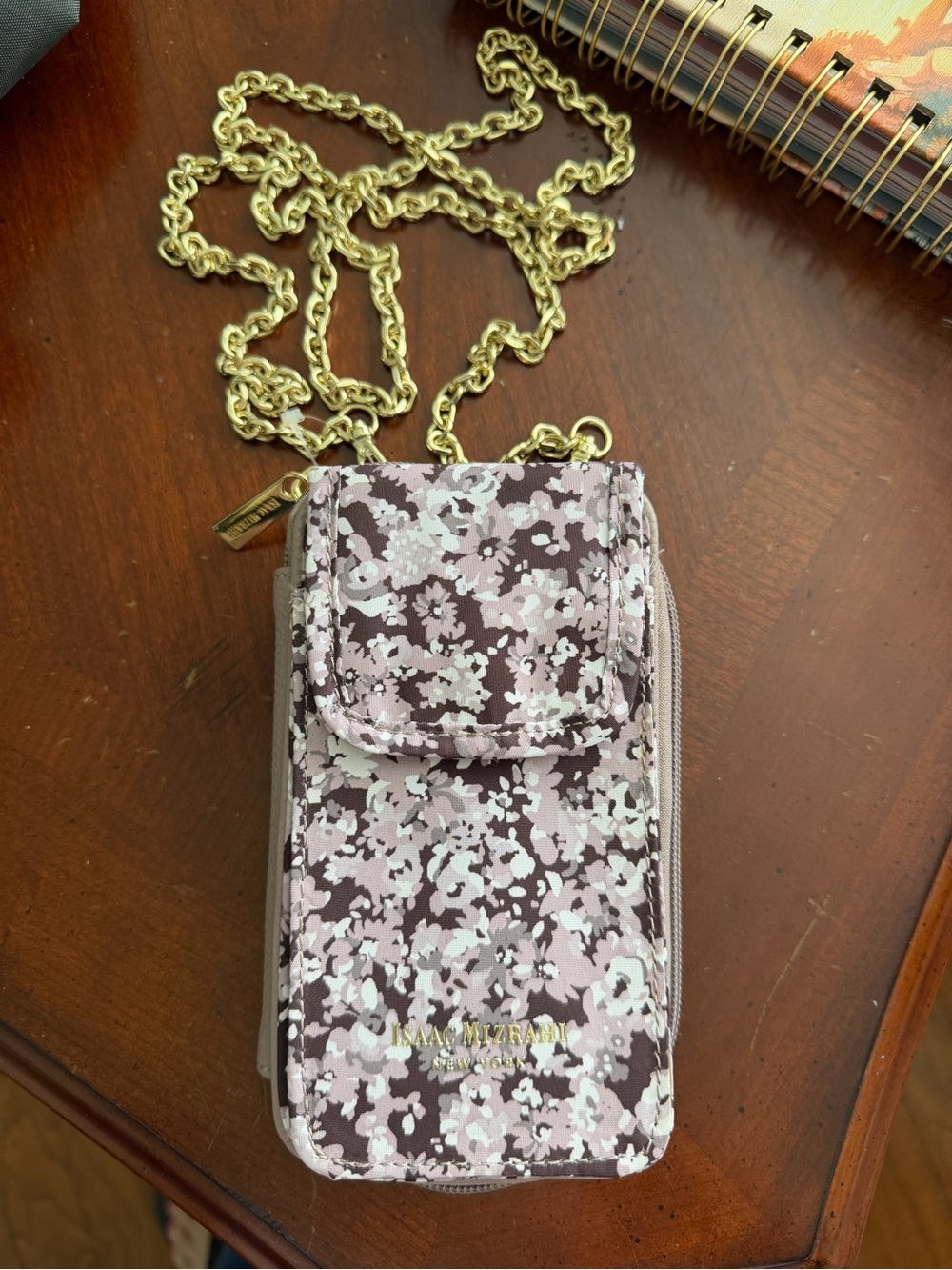Isaac Mizrahi New York Floral Chain Crossbody Phone Pouch/Wallet